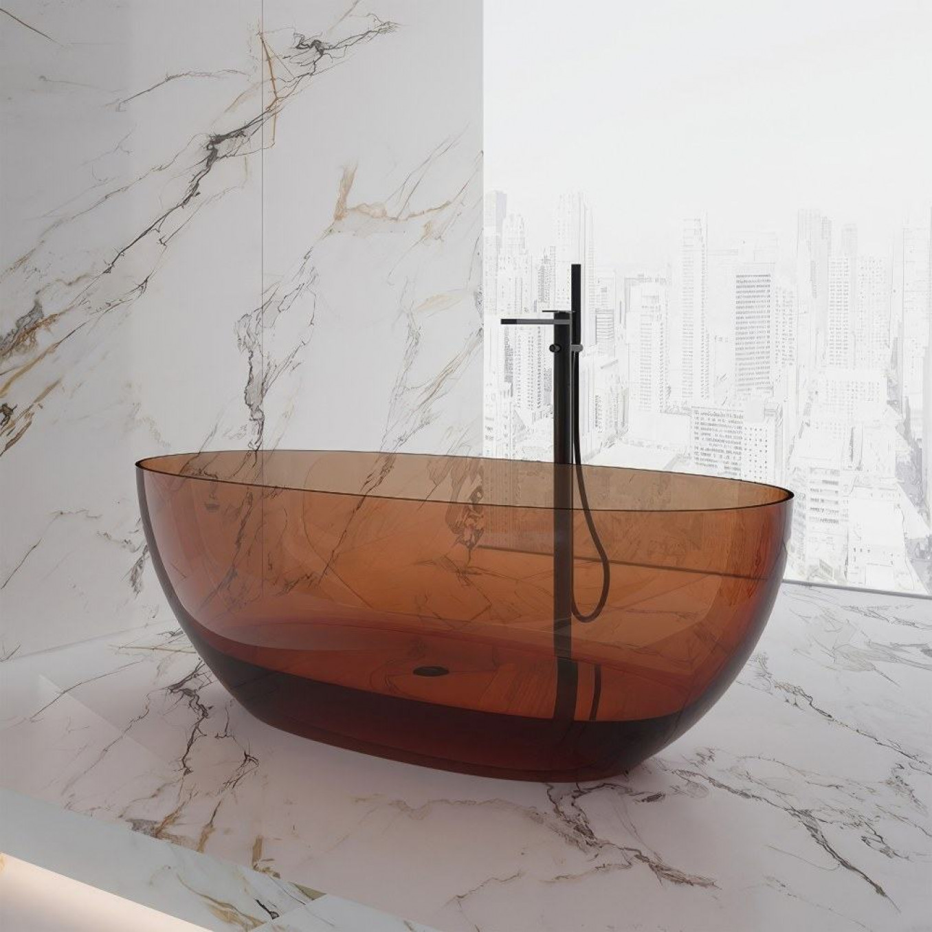 Kada samostojeća COPEN RESIN 1700x750x550mm transparent maron