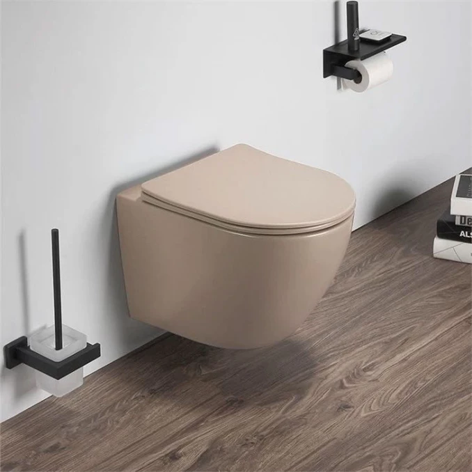 Konzolna šolja PERLA compact cappuccino rimless sa duroplast soft close wc daskom