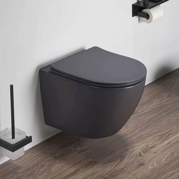 Konzolna šolja PERLA compact dark grey rimless sa duroplast soft close wc daskom