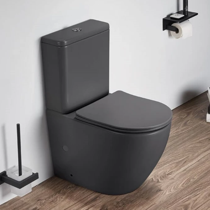 Monoblok PERLA rimless dark grey sa duroplast soft close wc daskom vario