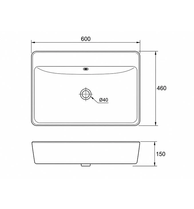Lavabo COPEN 600x460x150 matt black