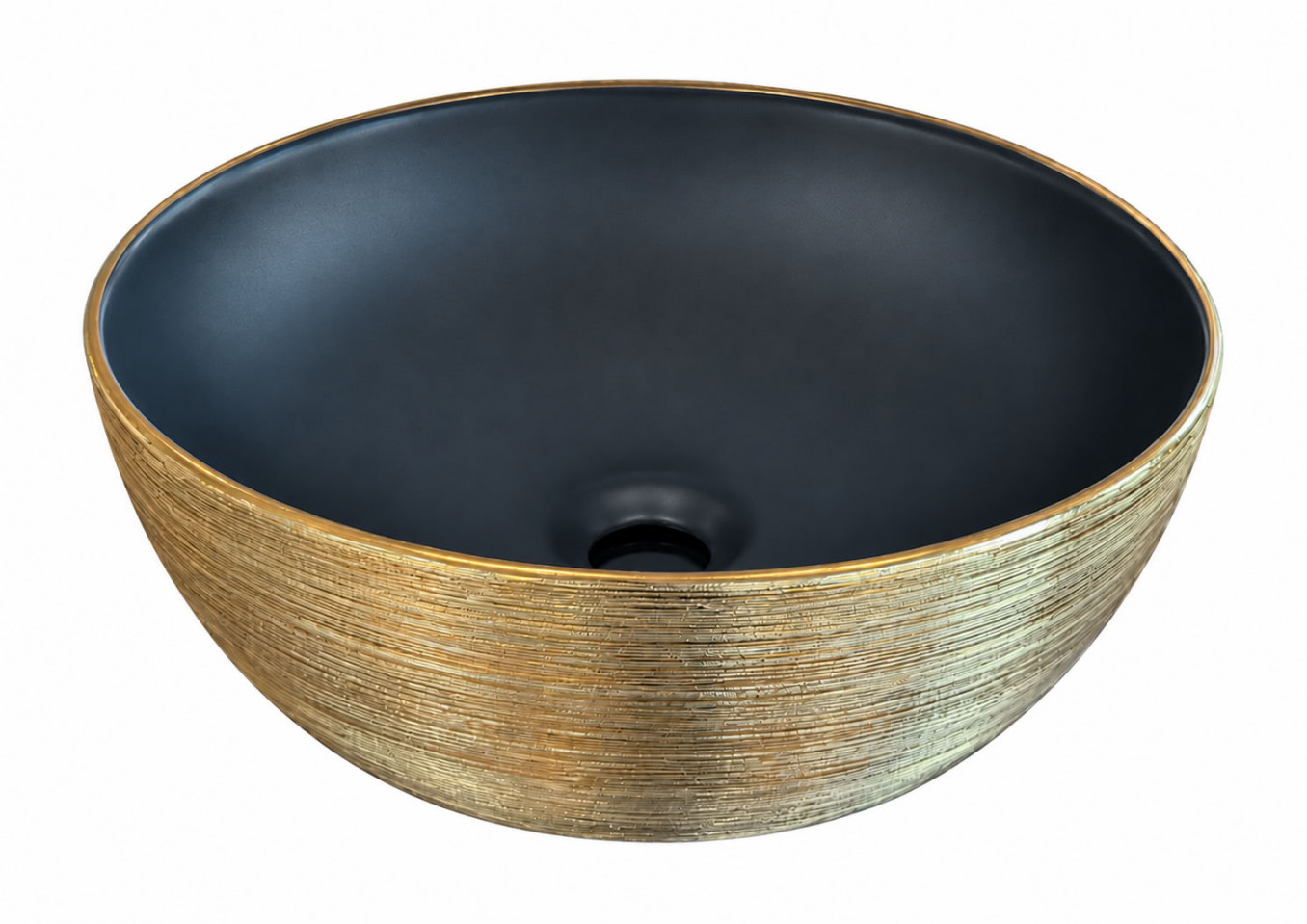Lavabo COPEN nadgradni 410x410x138 line gold & matt black