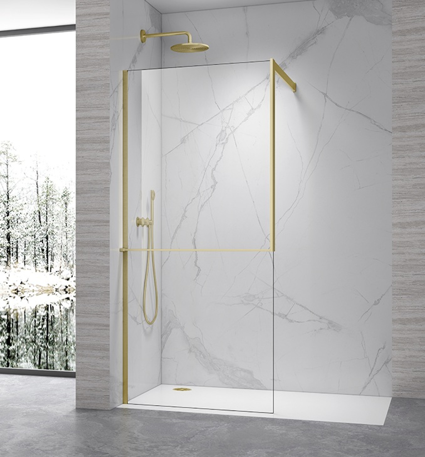 Walk-in COPEN FRAME 1000x2100 brushed gold. staklo 8mm