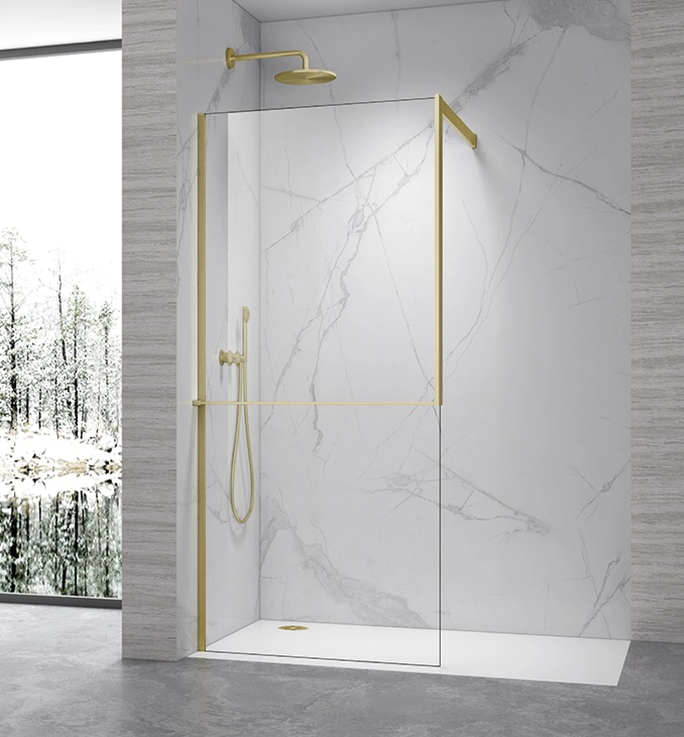 Walk-in COPEN FRAME 1200x2100 brushed gold. staklo 8mm