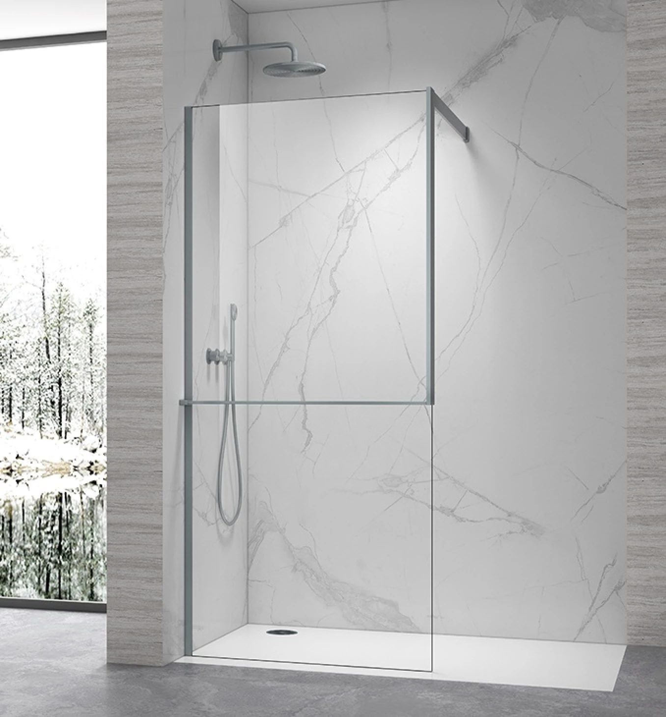 Walk-in COPEN FRAME 900x2100 gunmetal staklo 8mm