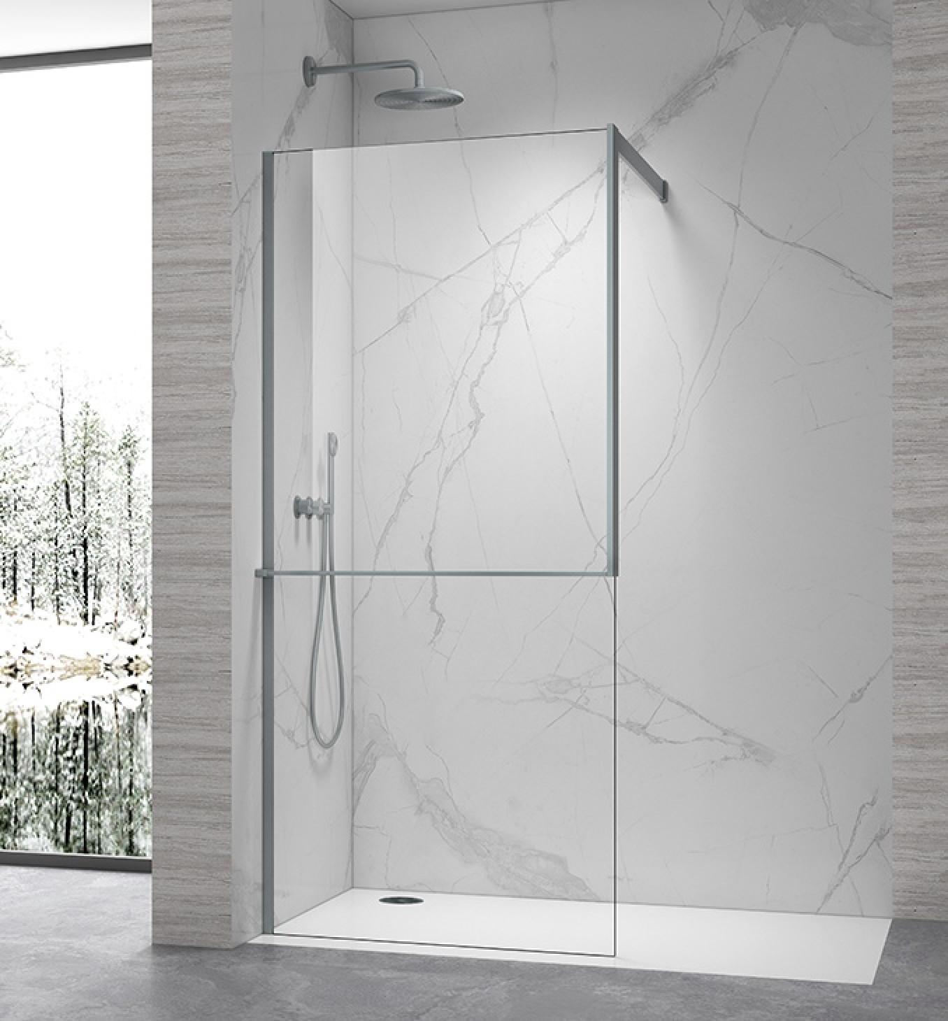 Walk-in COPEN FRAME 1200x2100 gunmetal. staklo 8mm