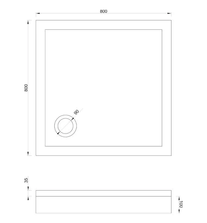 Tuš kadica COPEN SOLILUX 900x900x35 bez sifona sa oplatom za kadicu i 9 nogica