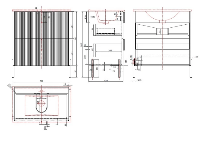 Toaletni ormarić COPEN ODETTE sa keramičkim lavaboom 750x460x880mm natural wood