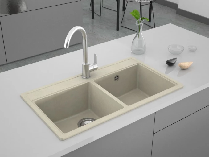 Granitna sudopera MILO METRO 76x44 Cappuccino sa sifonom dupla