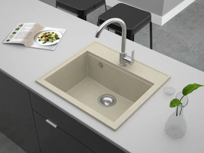 Granitna sudopera MILO RETTO 56x51 Cappuccino sa sifonom