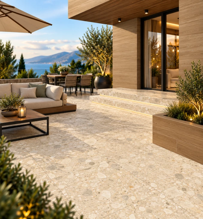 TERRAZZO STONE warm beige matt 29.8x59.8 K2 3
