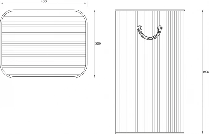 Bambus korpa za veš COPEN 400x300 visina 500 bela