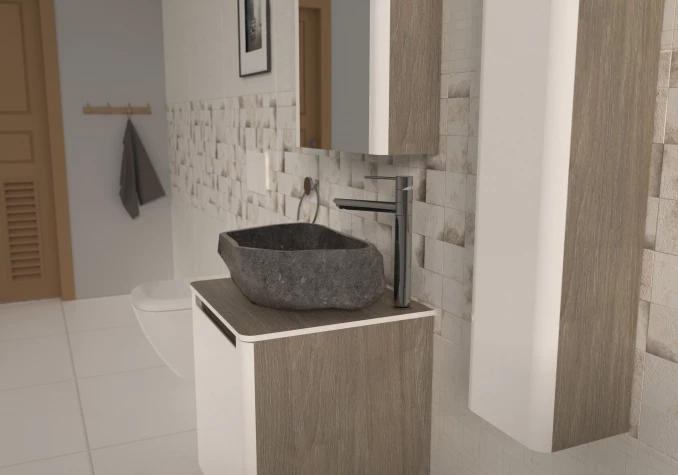 ROUND Toaletni ormarić sa kamenim lavaboom
