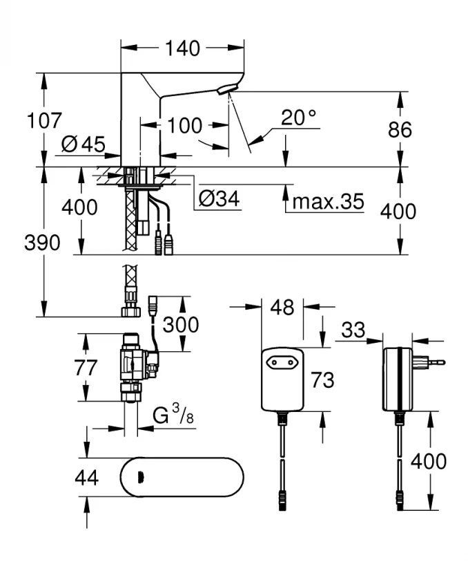 Baterija senzorska GROHE EUROECO COSMOPOLITAN E 36269000