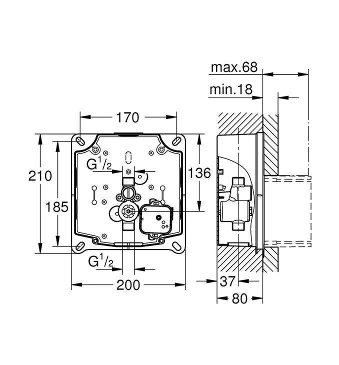 Ugradno telo za pisoar GROHE RAPIDO U 37338000