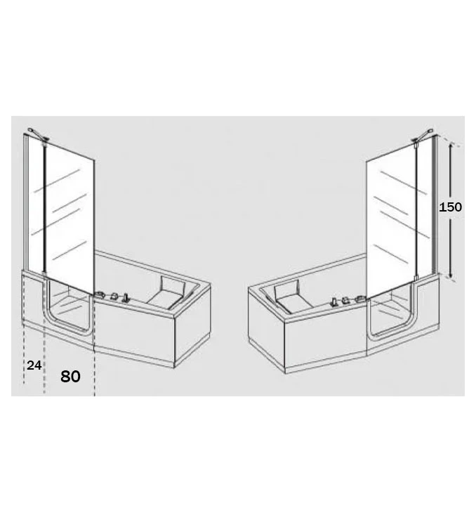 Paravan za kadu Novellini IRIS 80x150 CM R/H IRIS2V80D-1K