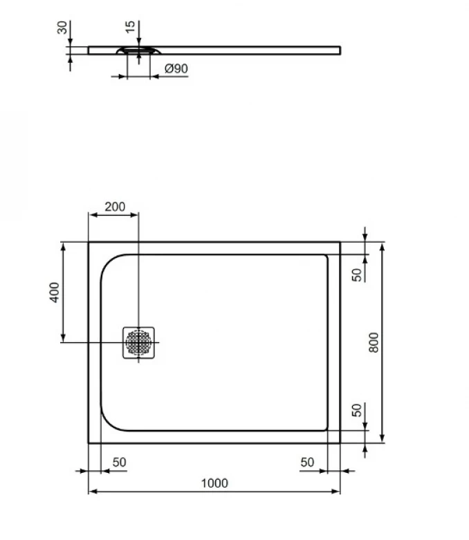 Tuš kada IDEAL STANDARD ULTRAFLAT S 100X80 concrete grey