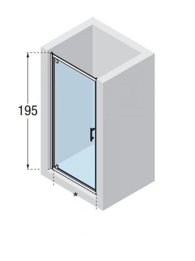 Stakleni paravan NOVELLINI KALI 900x195 6mm sa pivot vratima