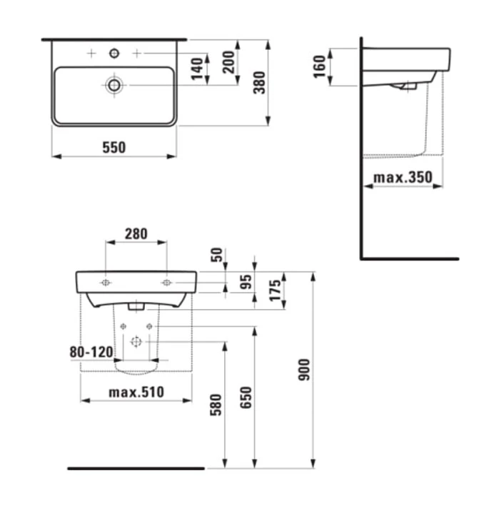 Lavabo Laufen PRO S 55X38